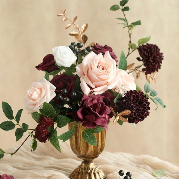 Burgundy Artificial Flowers and Greenery Mini Combo Box Set, Marsala & Blush Fak - Picture 2 of 4